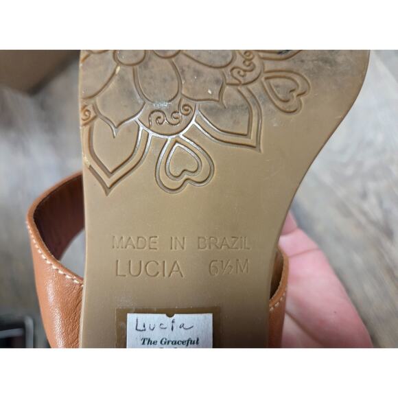 Brighton Lucia Brown Low Heel Sandals Leather Shoes Size 6.5M - Picture 7 of 8